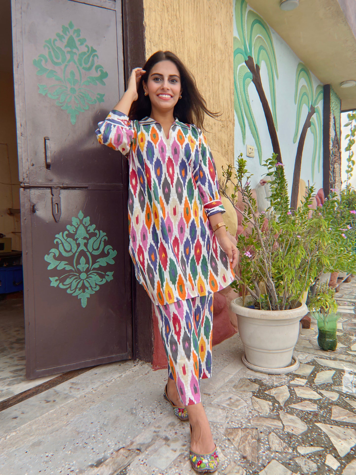 Multi-Coloured Ikat set